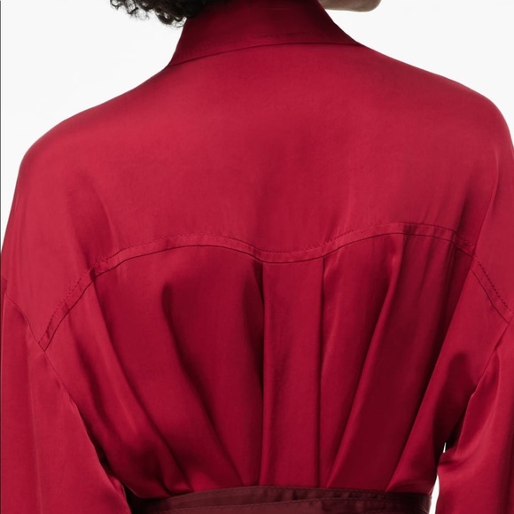 Zara Limited Edition Red Satin Effect Midi Belt Dress - Picture 7 of 8